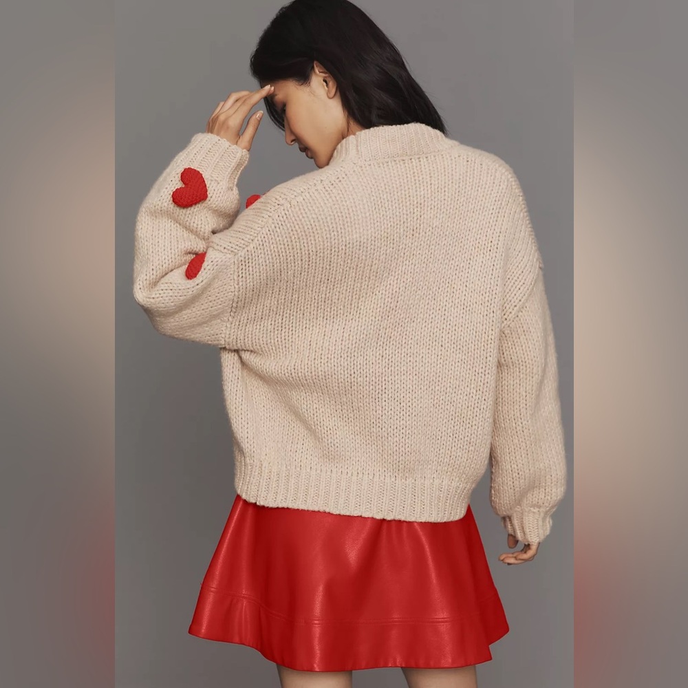 Anthropologie Maeve The Susannah 3D Heart Cardigan Sweater - Picture 3 of 9